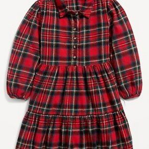Long Sleeve Tiered Flannel Shirt Dress